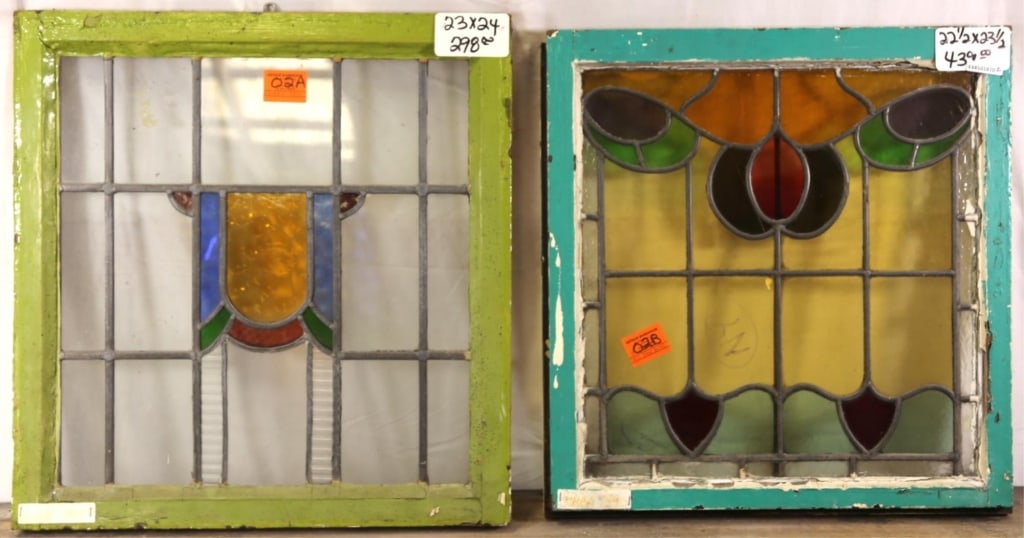 TWO ANTIQUE CONTINENTAL STAINED GLASS PANELS (1 of 5)