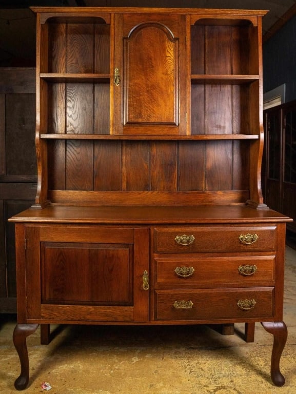 ENGLISH QUEEN ANNE STYLE OAK SERVER (1 of 4)