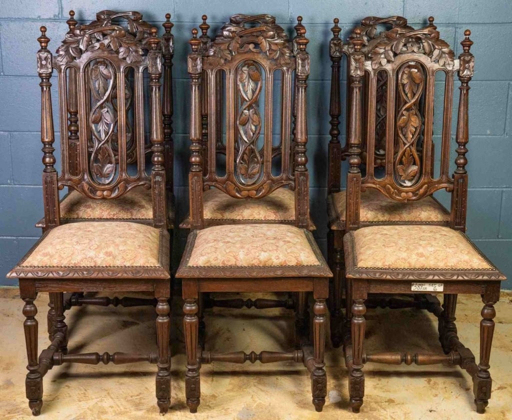 SET OF 6 19TH C. SWISS BLACK FOREST STYLE CHAIRS (1 of 5)