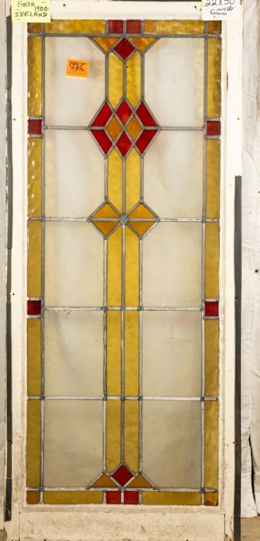 ANTIQUE IRISH STAINED GLASS PANEL (1 of 3)
