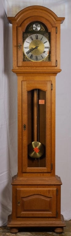FRENCH OAK GRANDGATHER CLOCK (1 of 4)