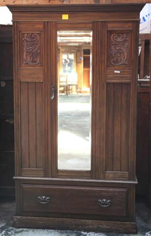 FRENCH WALNUT MIRRORED ARMOIRE (1 of 3)