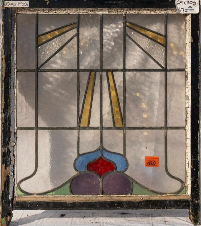 FRENCH ART NOUVEAU STAINED GLASS PANEL (1 of 4)