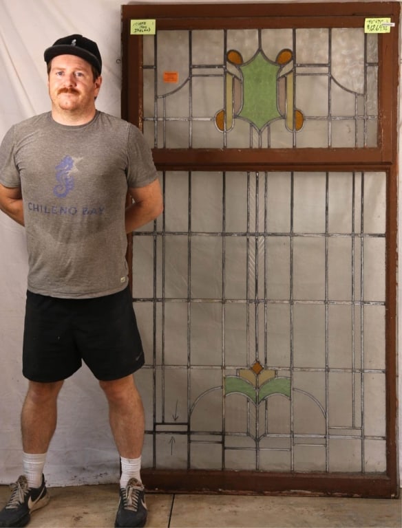 ANTIQUE IRISH STAINED GLASS PANEL (1 of 3)