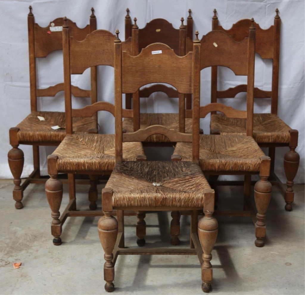 SET OF 6 DUTCH OAK DINING CHAIRS (1 of 3)