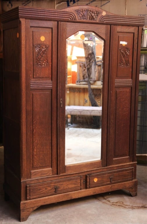 FRENCH ART DECO MIRRORED ARMOIRE (1 of 4)