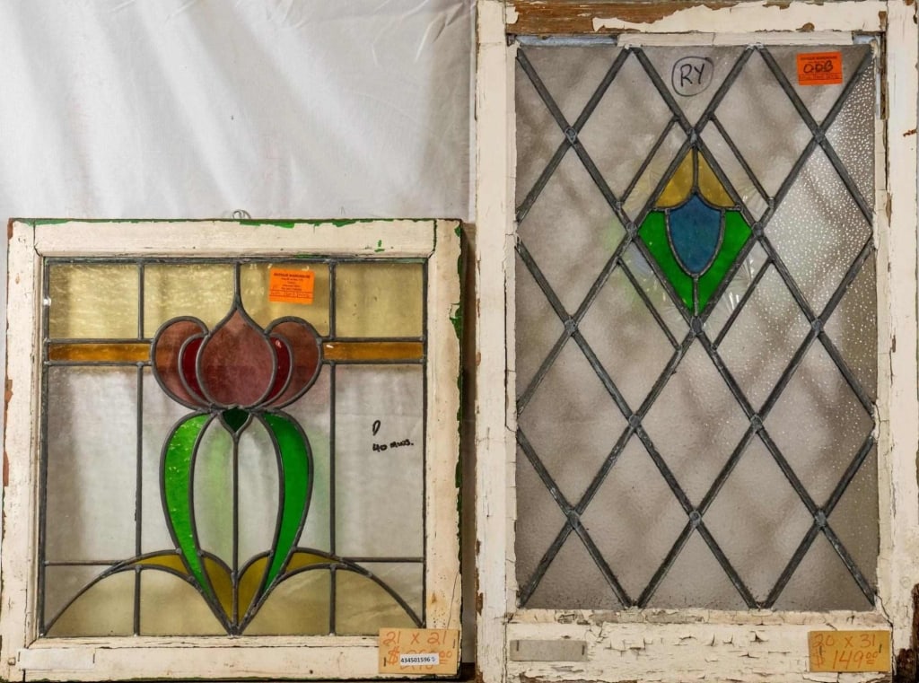 TWO CONTINENTAL STAINED GLASS PANELS (1 of 6)