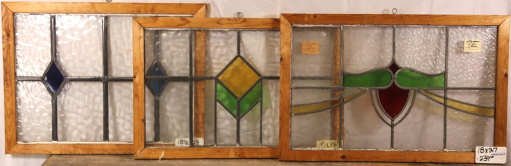 THREE ANTIQUE CONTINENTAL STAINED GLASS PANELS (1 of 4)