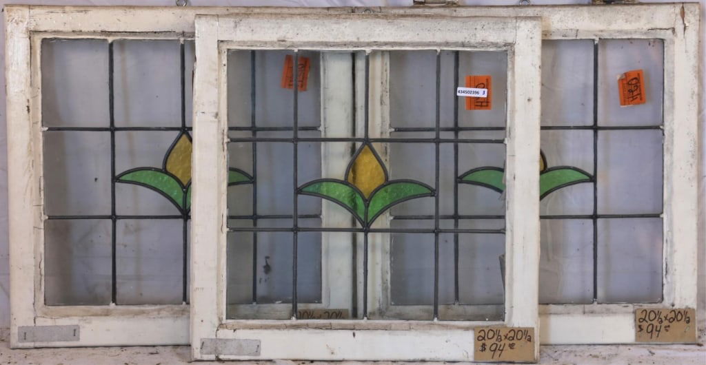 SET OF THREE IRISH STAINED GLASS PANELS (1 of 2)