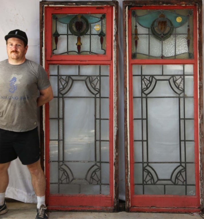 TWO ANTIQUE CONTINENTAL STAINED GLASS PANELS (1 of 3)