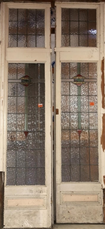 MONUMENTAL FRENCH ART DECO STAINED GLASS DOORS (1 of 6)