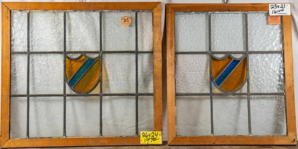 PAIR OF ANTIQUE CONTINENTAL STAINED GLASS PANELS (1 of 4)