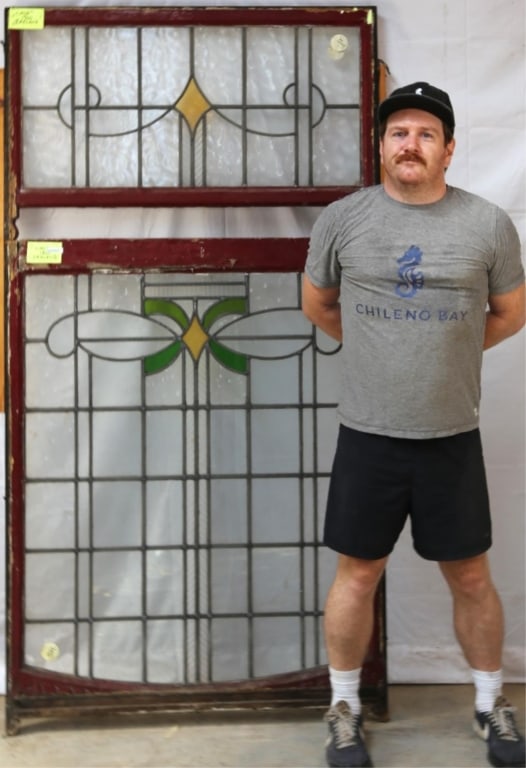 ANTIQUE IRISH STAINED GLASS PANEL (1 of 3)