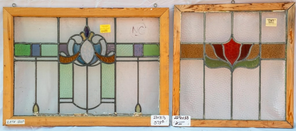 TWO FRENCH ART DECO STAINED GLASS PANELS (1 of 4)