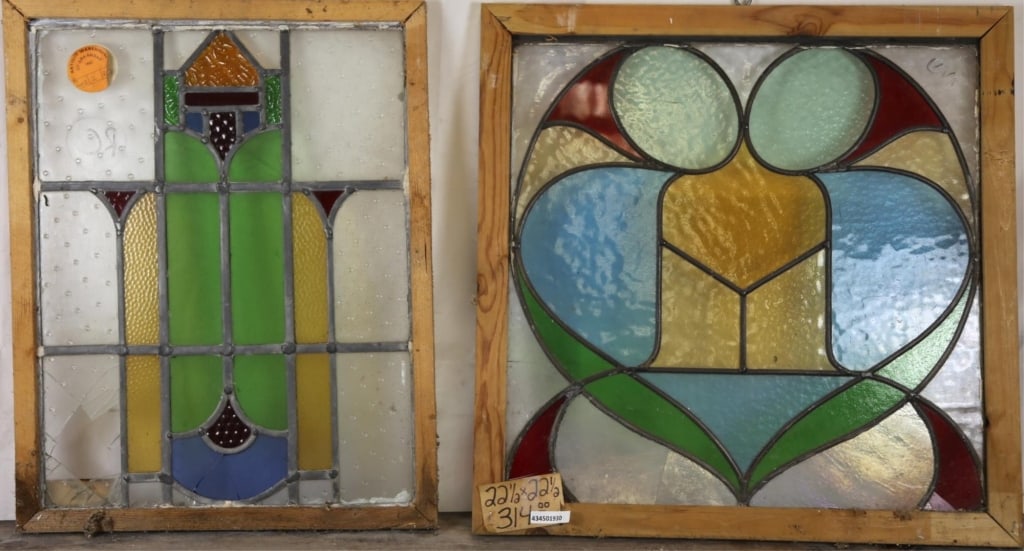 TWO ANTIQUE CONTINENTAL STAINED GLASS PANELS (1 of 6)