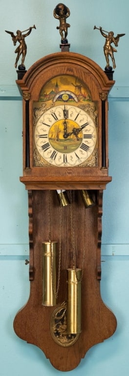 FRENCH OAK WESTMINSTER CHIME WALL CLOCK (1 of 4)