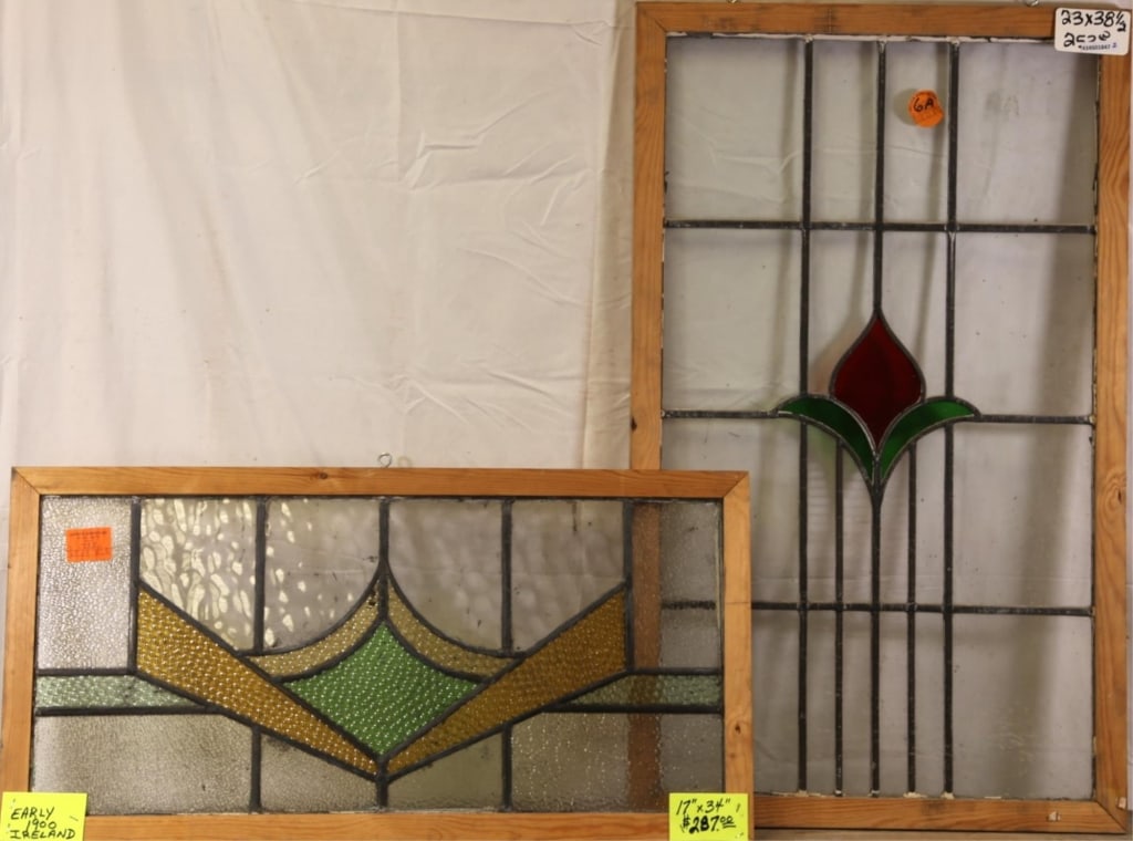TWO ANTIQUE CONTINENTAL STAINED GLASS PANELS (1 of 3)