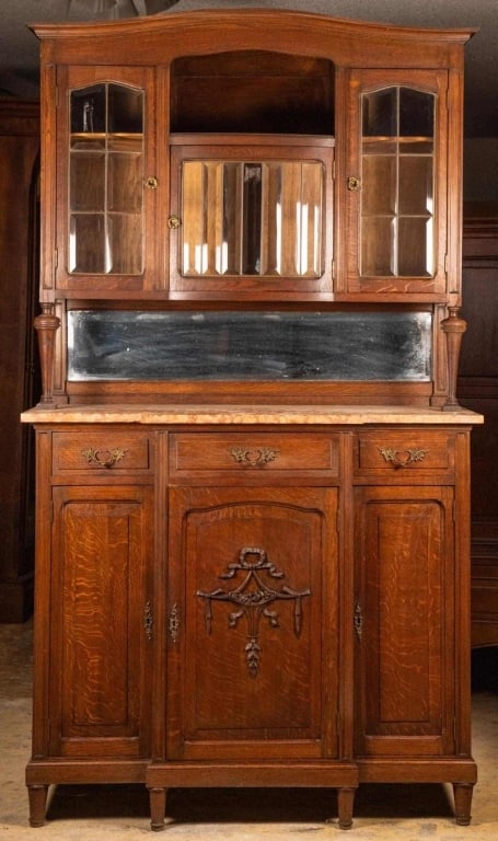 FRENCH MARBLE TOP VITRINE BUFFET (1 of 5)