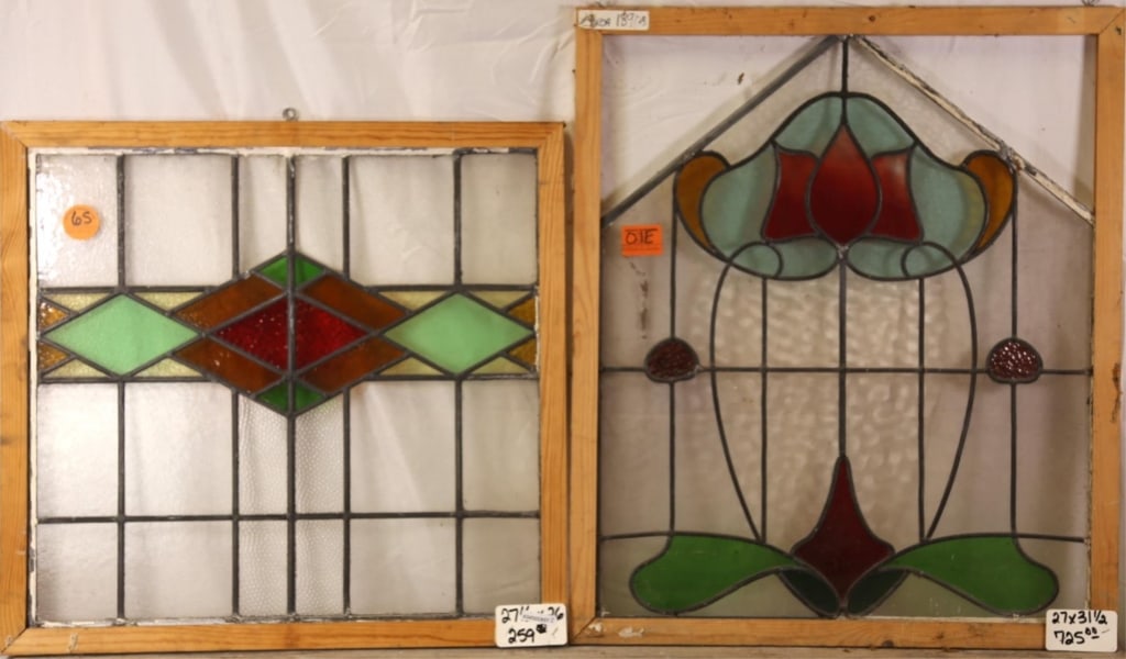 TWO ANTIQUE CONTINENTAL STAINED GLASS PANELS (1 of 5)