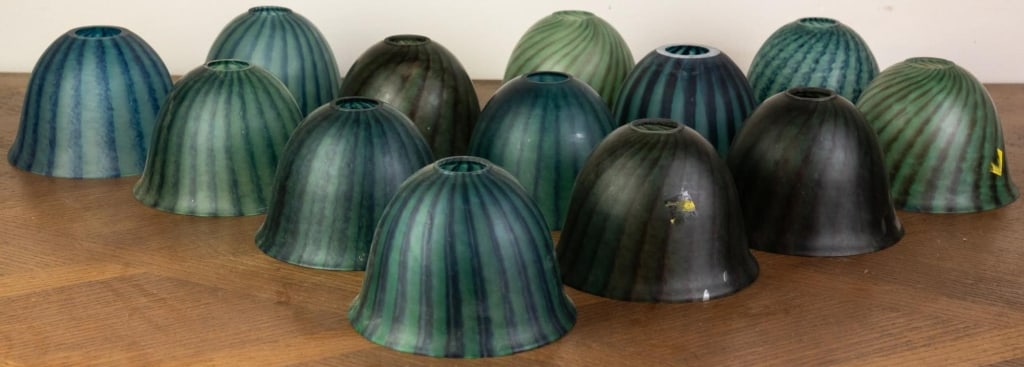 13 BLUE & GREEN GLASS MURANO STYLE LAMP SHADES (1 of 2)