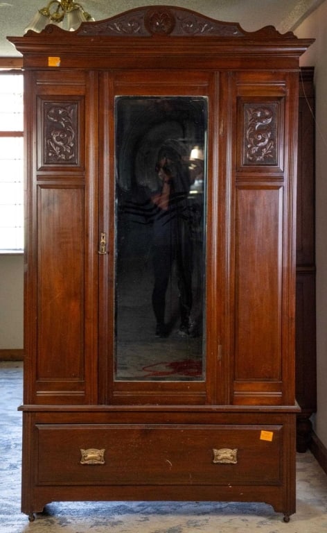 FRENCH ART NOUVEAU MAHOGANY ARMOIRE (1 of 3)