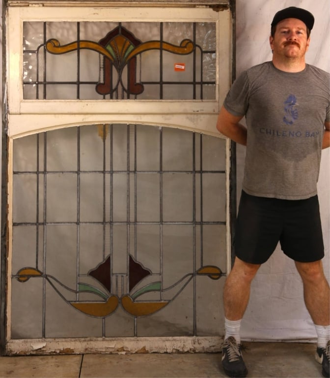 ANTIQUE FRENCH STAINED GLASS PANEL (1 of 3)