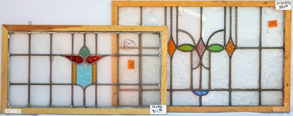 TWO FRENCH STAINED GLASS PANELS (1 of 5)