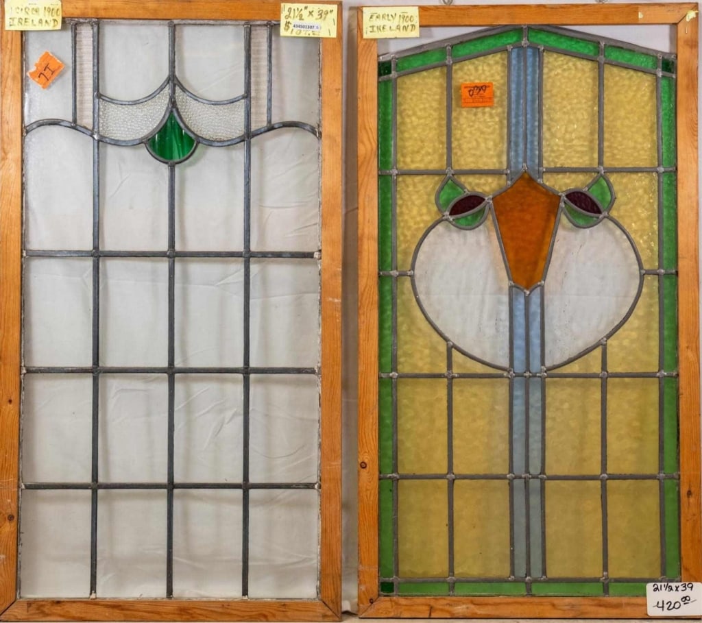 TWO IRISH STAINED GLASS PANELS (1 of 4)