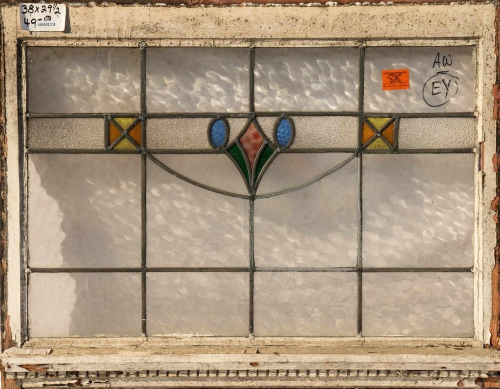 ANTIQUE FRENCH STAINED GLASS PANEL (1 of 4)