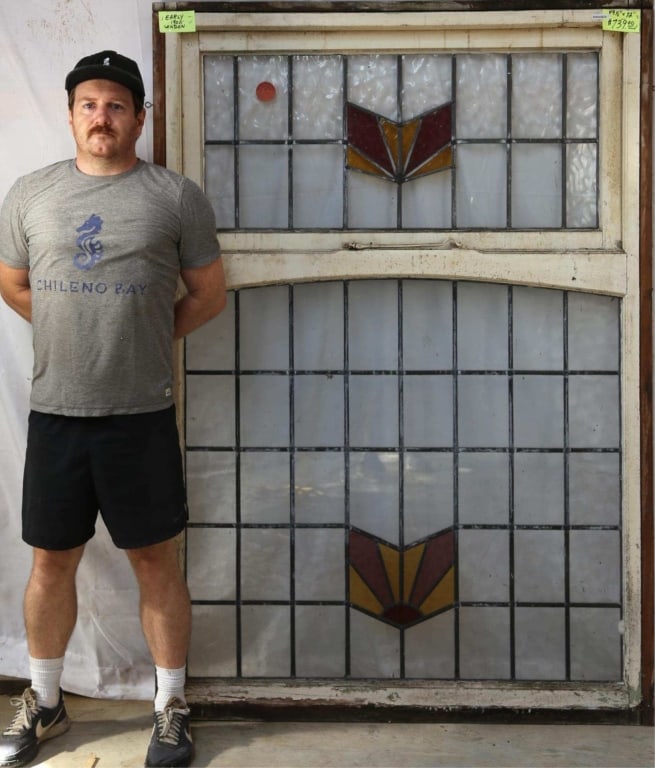 ENGLISH ART DECO STAINED GLASS PANEL (1 of 3)