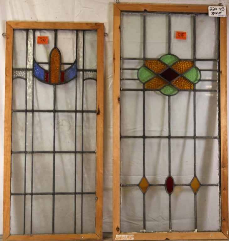 TWO CONTINENTAL ART DECO STAINED GLASS PANELS (1 of 4)