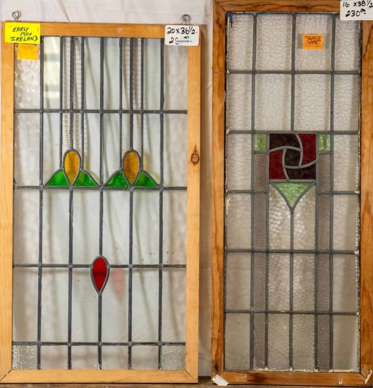 TWO IRISH STAINED GLASS PANELS (1 of 4)