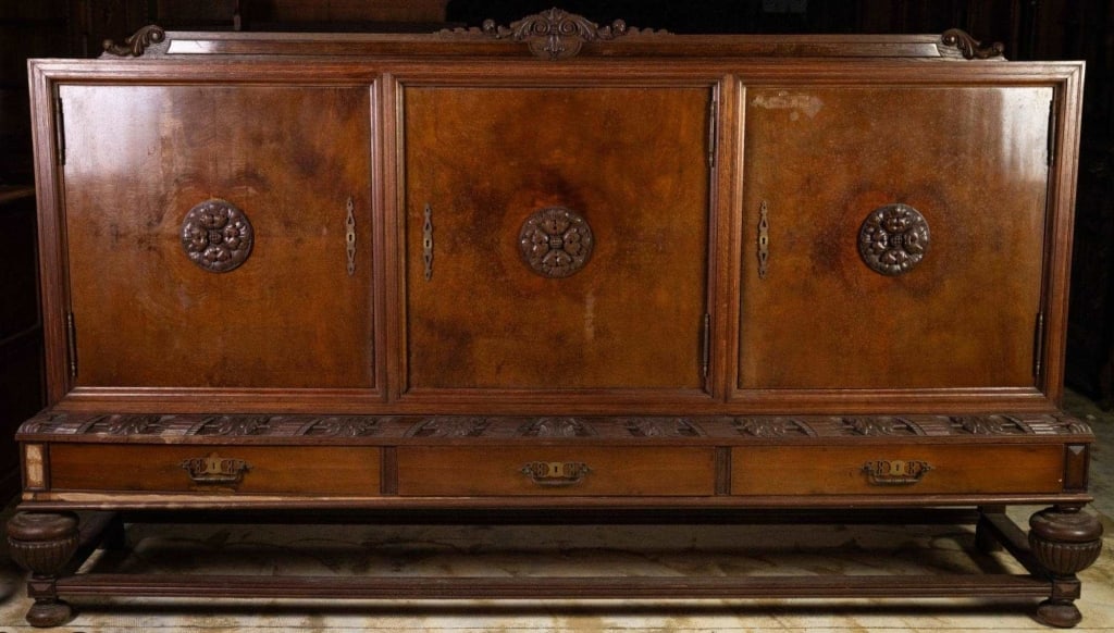 MONUMENTAL FRENCH MAHOGANY CARVED CONSOLE (1 of 5)
