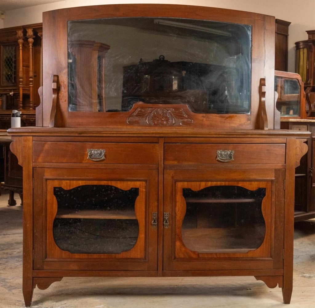 ENGLISH ART NOUVEAU MIRRORED BACK SERVER (1 of 4)