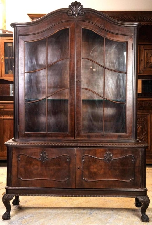 FRENCH CHIPPENDALE STYLE BURL WALNUT VITRINE (1 of 4)
