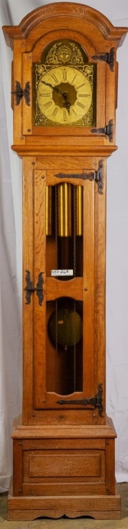 FRENCH OAK GRANDFATHER CLOCK (1 of 4)
