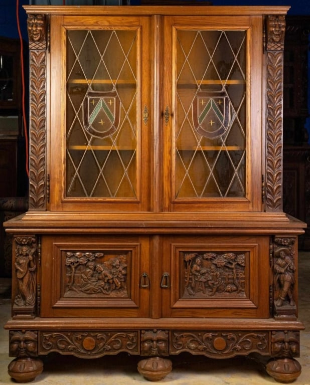 FRENCH RENAISSANCE STYLE STAINED GLASS VITRINE BOO (1 of 5)