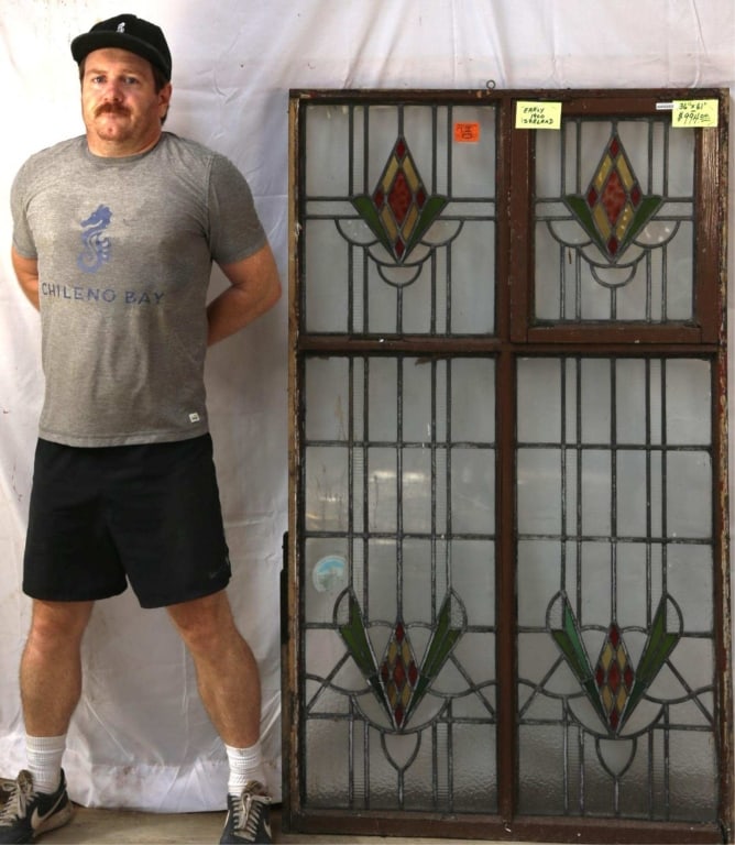 ANTIQUE IRISH STAINED GLASS PANEL (1 of 3)