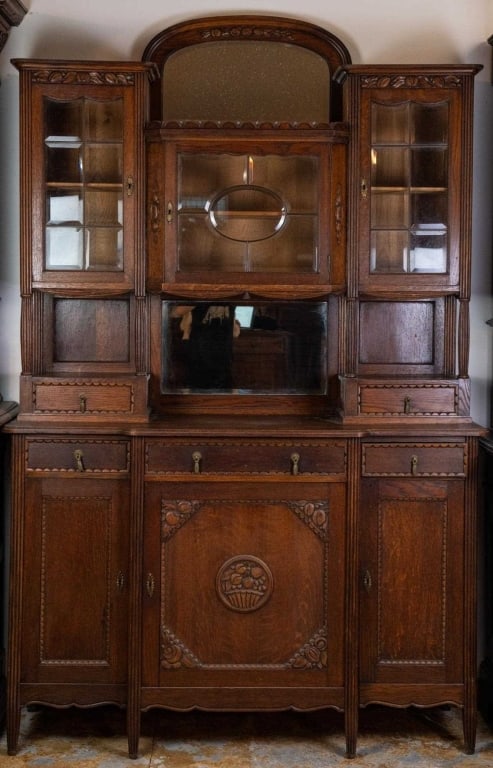 FRENCH OAK VITRINE BUFFET (1 of 4)