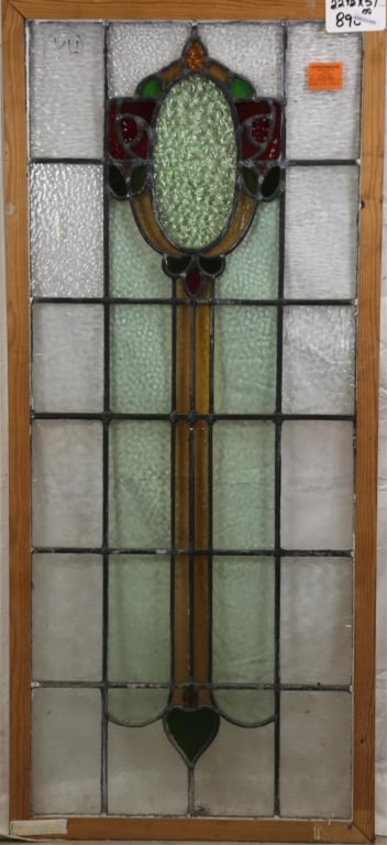 FRENCH ART NOUVEAU STAINED GLASS PANEL (1 of 2)