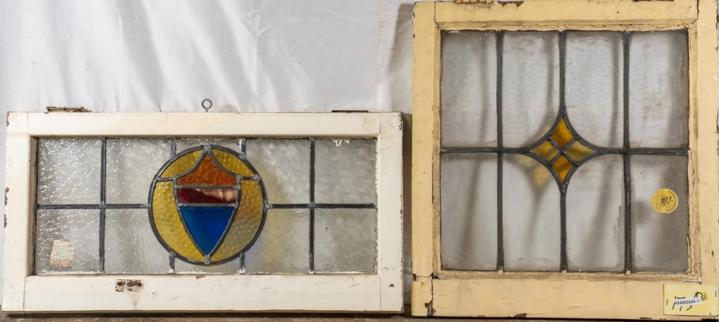 TWO ANTIQUE CONTINENTAL STAINED GLASS PANELS (1 of 4)