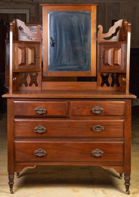 ENGLISH WALNUT MIRRORED VANITY (1 of 3)