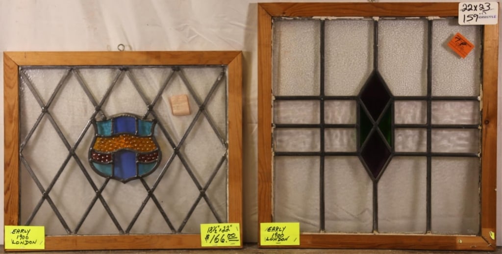 TWO ANTIQUE CONTINENTAL STAINED GLASS PANELS (1 of 3)