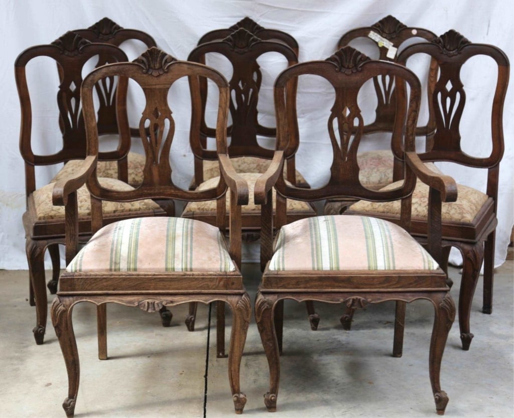 SET OF 8 FRENCH OAK DINING CHAIRS (1 of 4)