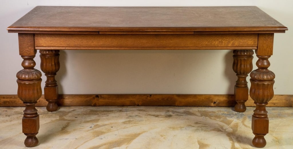 ENGLISH OAK PARQUETRY DRAW LEAF TABLE (1 of 4)