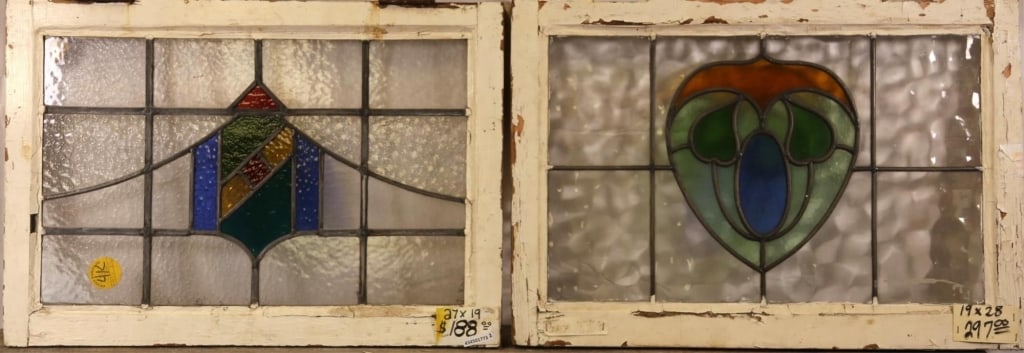 TWO ANTIQUE CONTINENTAL STAINED GLASS PANELS (1 of 5)