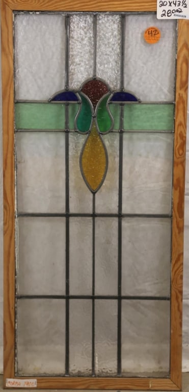 FRENCH ART NOUVEAU STAINED GLASS PANEL (1 of 2)