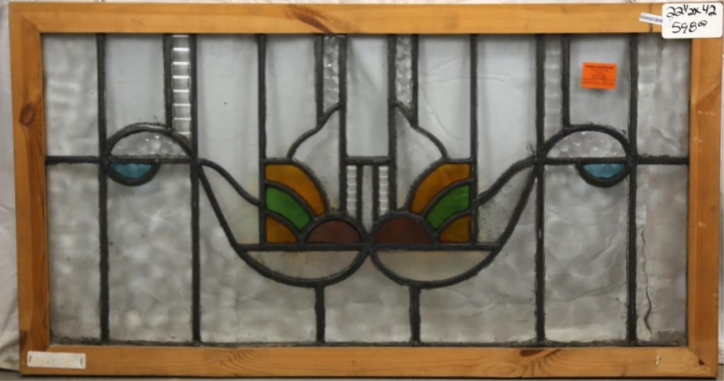ANTIQUE CONTINENTAL STAINED GLASS PANEL (1 of 3)