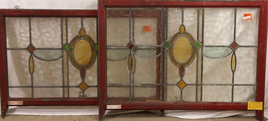 PAIR OF ANTIQUE CONTINENTAL STAINED GLASS PANELS (1 of 3)