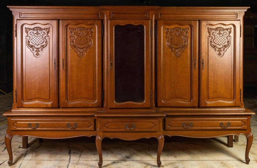 MONUMENTAL FRENCH OAK VITRINE ARMOIRE (1 of 4)